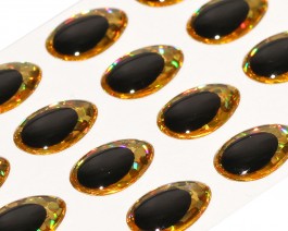 3D Epoxy Teardrop Eyes, Holographic Gold, 9 mm